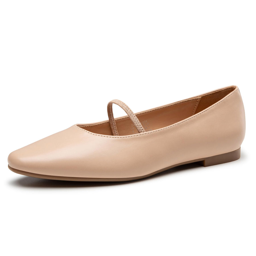 Trary Flats for Women Mary Jane Shoes for Women Ballet Flats for Women Closed Toe Flats Shoes Women Elastic Straps Flats Shoes for Women Nude Flats Women Size 8.5