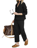 Fall Fashion Clothes Teacher Outfits 2 Piece Lounge Sets For Women Henley Neck