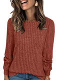 AUTOMET Long Sleeve Shirts for Women Business Casual Crewneck Tunic Tops Lightweight Fall Fahion Sweaters Clothes 2024 Caramel XL