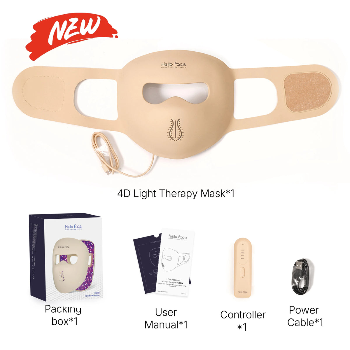 Hello Face M300 4D LED Face Mask, Silicone Frame Skin-Friendly Material