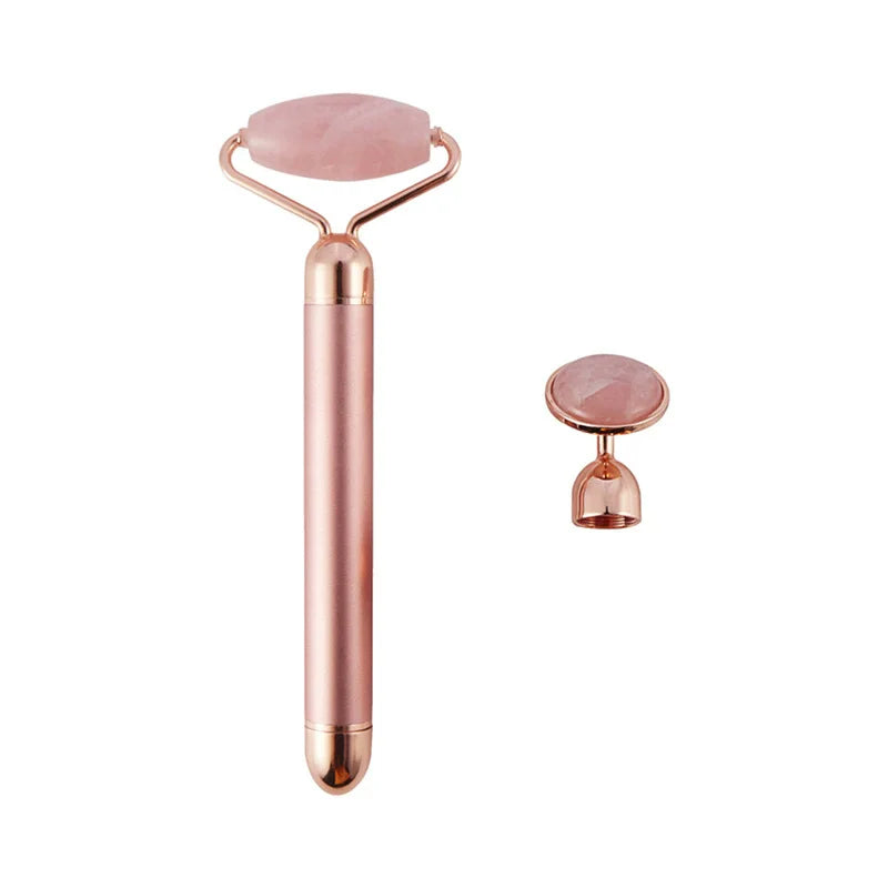 Jade Roller Electric Massager 2-in-1 V Face Lifting Tool for Slimming Anti-Aging Puffiness Relief Double Chin Reduction