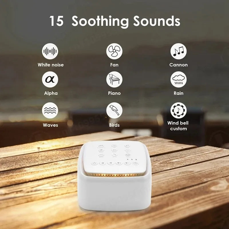 White Noise Machine Rechargeable Sound Device with 30 Soothing Sounds & Warm Light for Better Sleep