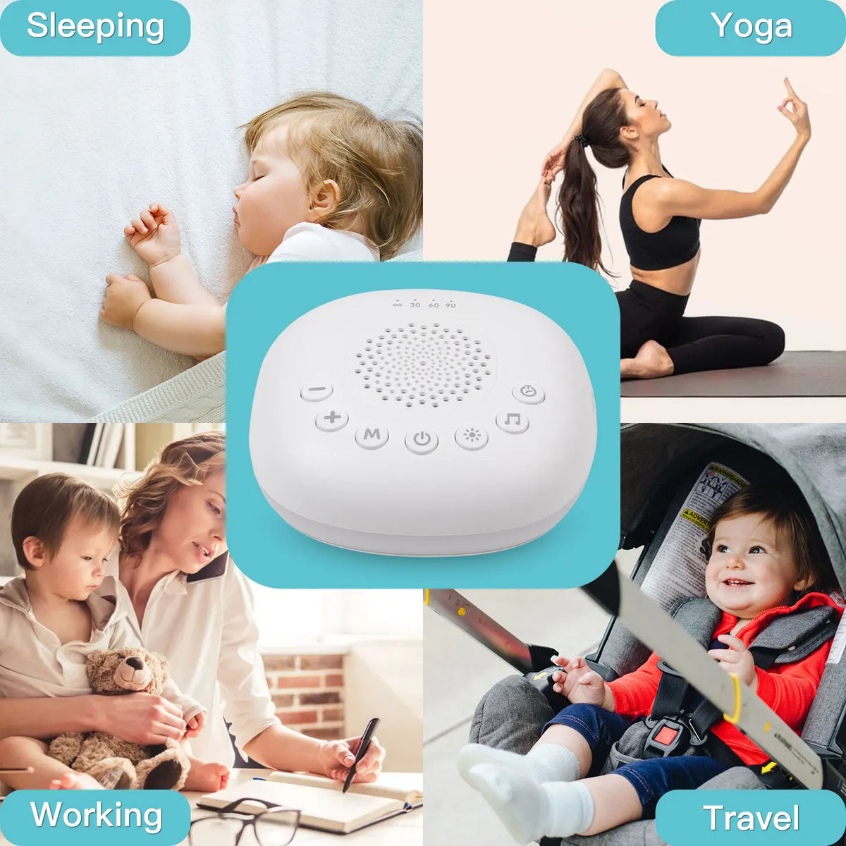 White Noise Sound Machine with 24/20 Soothing Sounds Sleep Aid for Babies Kids Adults  Rechargeable Night Light Newborn Gifts