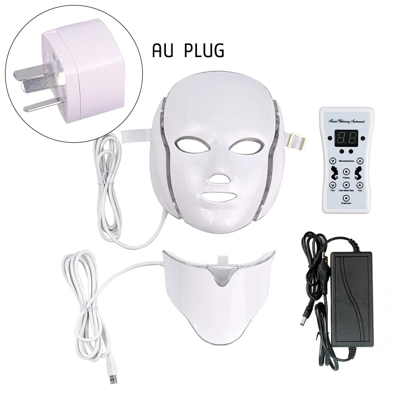 7 Colors LED Facial Mask with Neck Professional Beauty Neck Skin Care Face Rejuvenation Firming Anti Acne Therapy Whiting Mask