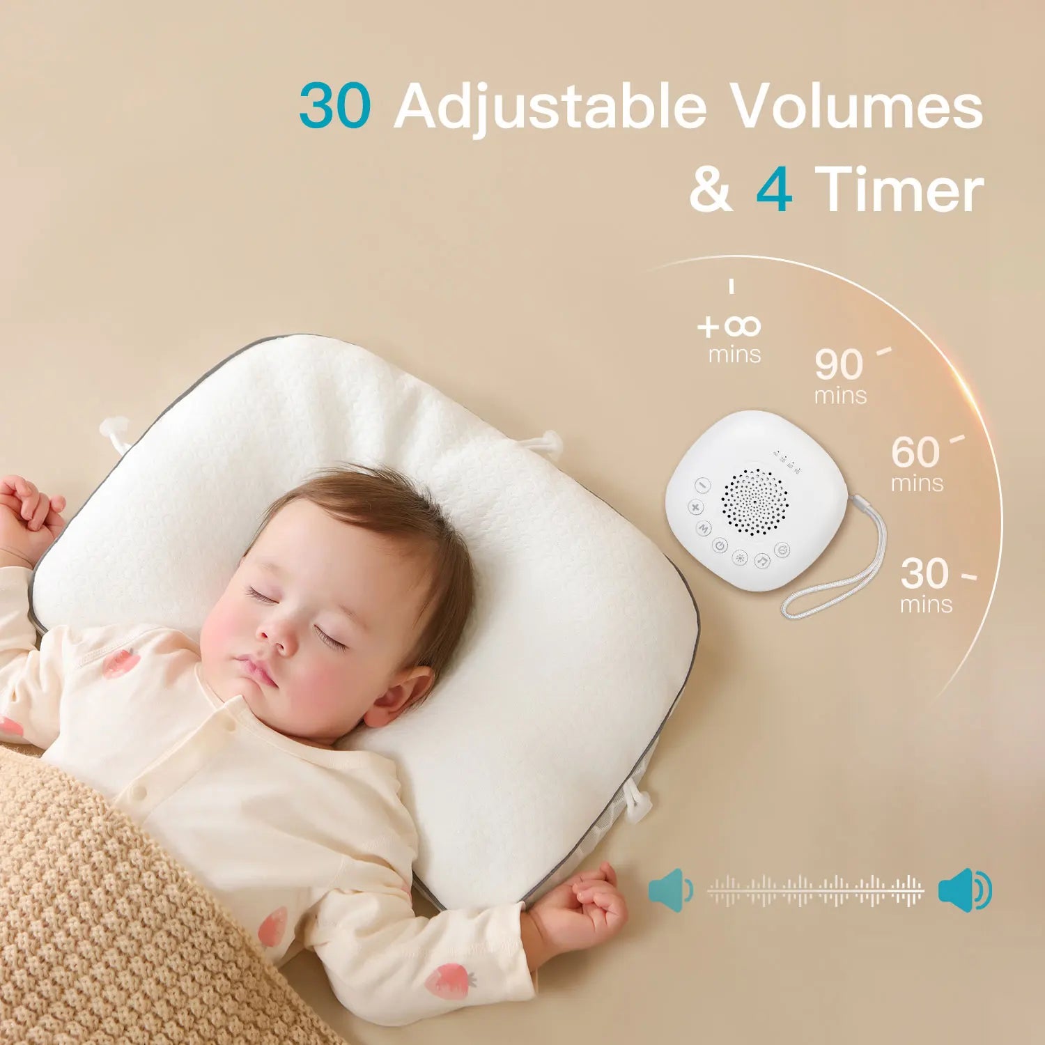 White Noise Sound Machine with 24/20 Soothing Sounds Sleep Aid for Babies Kids Adults  Rechargeable Night Light Newborn Gifts
