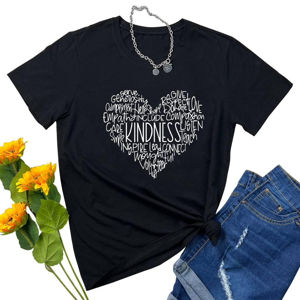 YITAN Women Graphic Tees Cute Shirts Casual Cotton Clothes Black Small