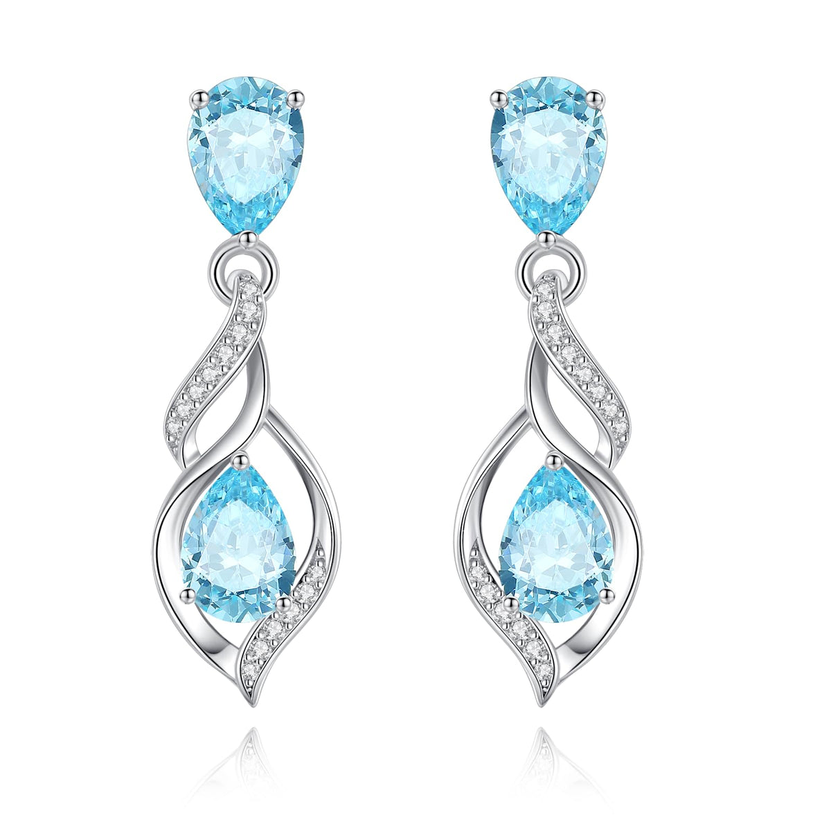 FANCIME Gift for Women March Birthstone Earrings for Women Teardrop Aquamarine Earrings S925 Sterling Silver infinity Love Birthday Gifts for Mom Women